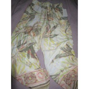 nwt New Directions linen look leaf print palazzo pants ladies S